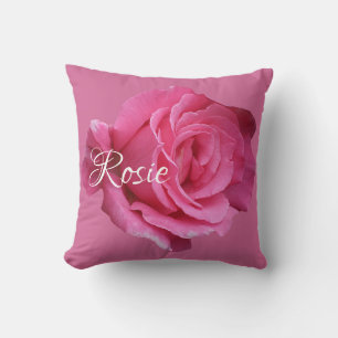 Coussin Baby girl Rosie nom mignon personnalisable rose ro
