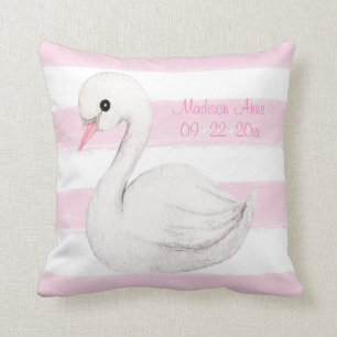 Coussin Baby Girl Swan Pink Script Personnaliser Keepsaké