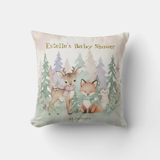 Coussin Baby It's Cold Outside Cute Winter Woodland (Recto)