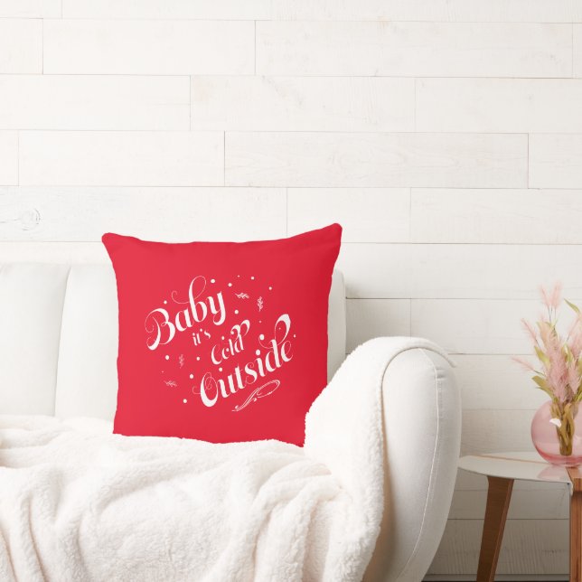 Coussin 'Baby it's Cold Outside' Fête Rouge Moderne (Canapé)