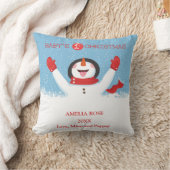 Coussin Baby Name First Christmas Snowman (Couverture)