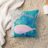 Coussin Baby Nursery Whale Sparkle bleu rose personnel (Couverture)
