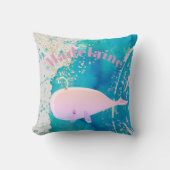 Coussin Baby Nursery Whale Sparkle bleu rose personnel (Recto)