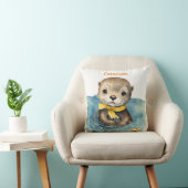 Coussin Baby Otter Bow Jaune Personnalisé Neutre (Chaise)