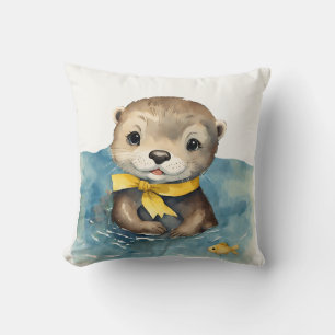 Coussin Baby Otter Jaune Bow Genre Neutre