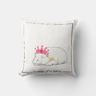 Coussin Baby Pygmy Hippo Princess Throw Pillow