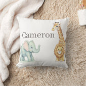 Coussin Baby Safari Animals with Custom Name (Couverture)