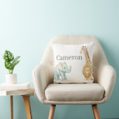 Coussin Baby Safari Animals with Custom Name (Chaise)