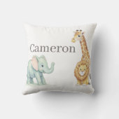 Coussin Baby Safari Animals with Custom Name (Verso)