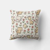 Coussin Baby Safari Faune Avec Fleurs De Doodle (Verso)