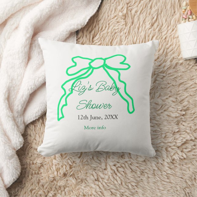 Coussin Baby shower à griffes arc vert ajouter nom date mo (Couverture)