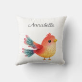 Coussin Baby shower À Thème Oiseau Mignonne Aquarelle (Verso)