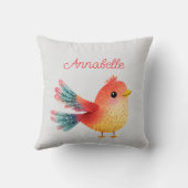 Coussin Baby shower À Thème Oiseau Mignonne Aquarelle (Verso)