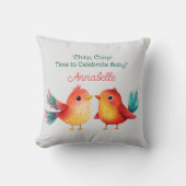 Coussin Baby shower À Thème Oiseau Mignonne Aquarelle (Recto)