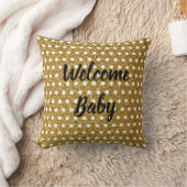 Coussin Baby shower blanc doré Pois Glitter mou (Couverture)