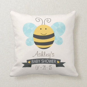 Coussin Baby shower d'abeille jaune et noire