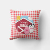 Coussin Baby shower d'animaux de ferme; En vichy rouge et (Verso)