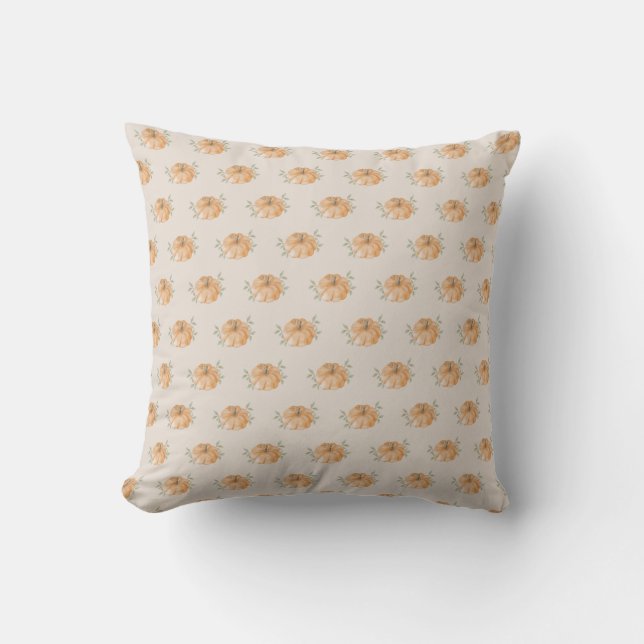 Coussin Baby shower d'automne Orange Little Citrouille Mot (Recto)