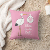 Coussin Baby shower de cigogne fille rose (Couverture)