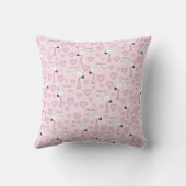 Coussin Baby shower de cigogne fille rose (Verso)