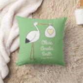 Coussin Baby shower de cigogne Printemps vert (Couverture)