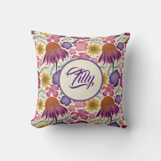 Coussin Baby shower de jardin personnalisé fleur sauvage