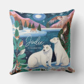 Coussin Baby shower d'hiver de l'ours polaire (Verso)