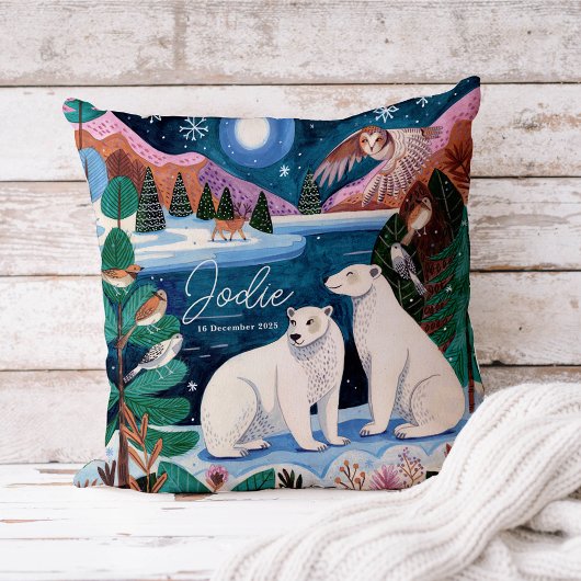 Coussin Baby shower d'hiver de l'ours polaire