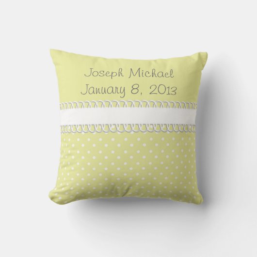 Coussin Baby shower en jaune (Recto)
