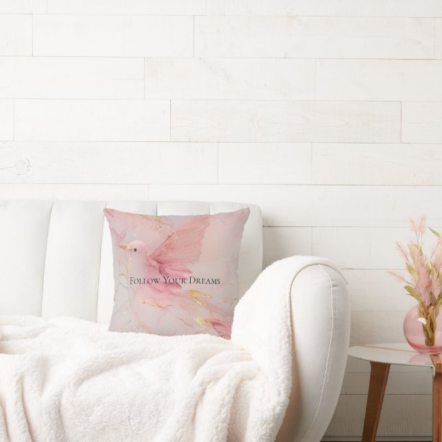 Coussin Baby shower Gold Blush Pink Birds (Canapé)