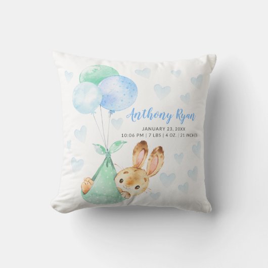 Coussin Baby shower lapin de livraison spéciale (Recto)