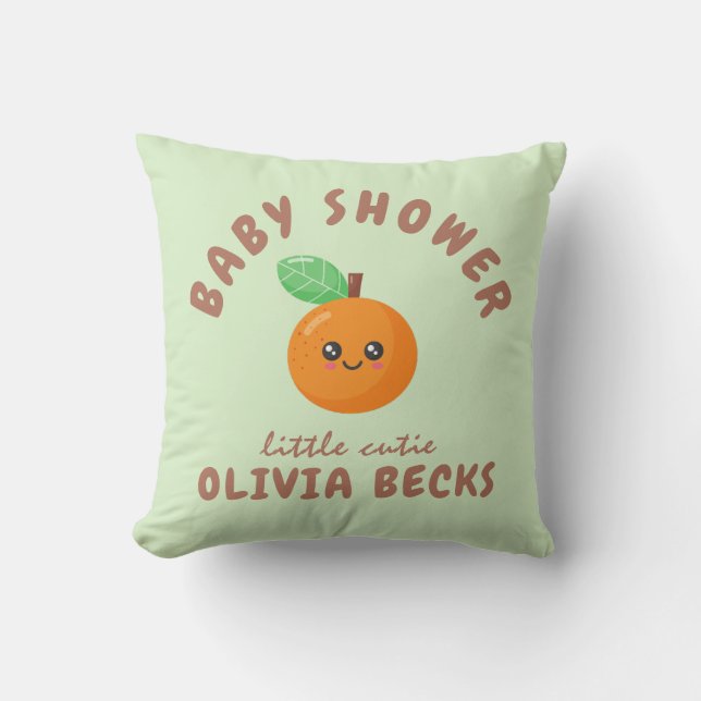 Coussin Baby shower orange de Little Cutie (Recto)