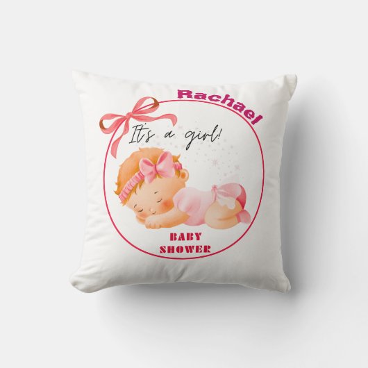 Coussin Baby shower rose, Baby Girl Douche (Recto)