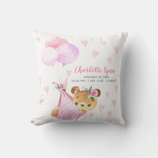 Coussin Baby shower spécial de livraison de l'ours (Recto)
