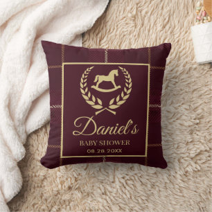 Coussin Baby Shower Thème Cheval de Polo Vintage Classique