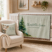 Coussin Baby-Shower Thème Forêt • Design Neutre Beige
