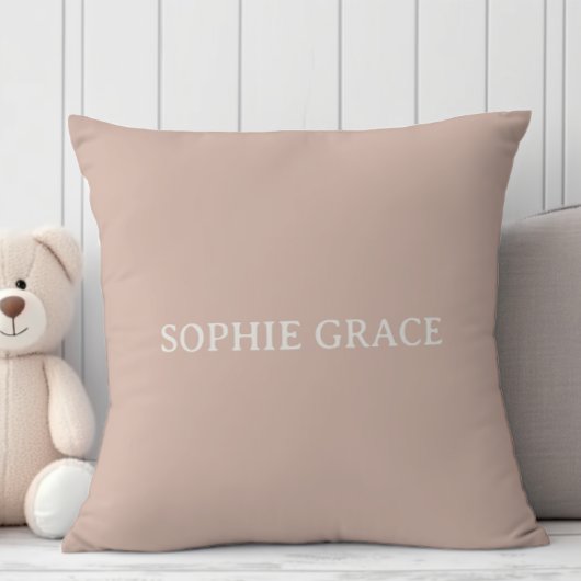 Coussin Baby-Shower Typographie en grès rose