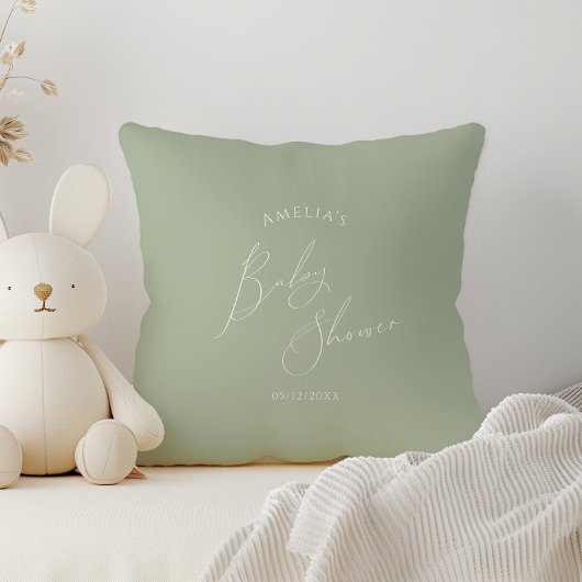 Coussin Baby Shower Vert Sauge Fantaisiste