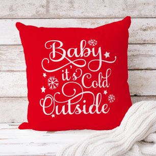 Coussin Baby Son Froid Dehors Rouge Script Holiday