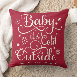 Coussin Baby Son Froid Dehors Sombre Rouge Script Holiday