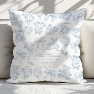 Coussin Baby Stats Blue Toile Nursery