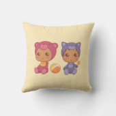 Coussin Baby Twins Bear Cat Jumpsuit 2 sur Jaune (Verso)