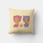 Coussin Baby Twins Bear Cat Jumpsuit 2 sur Jaune (Recto)