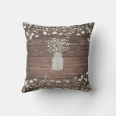 Coussin Baby's Breath dans un Pot Mason en Bois Rustique (Verso)