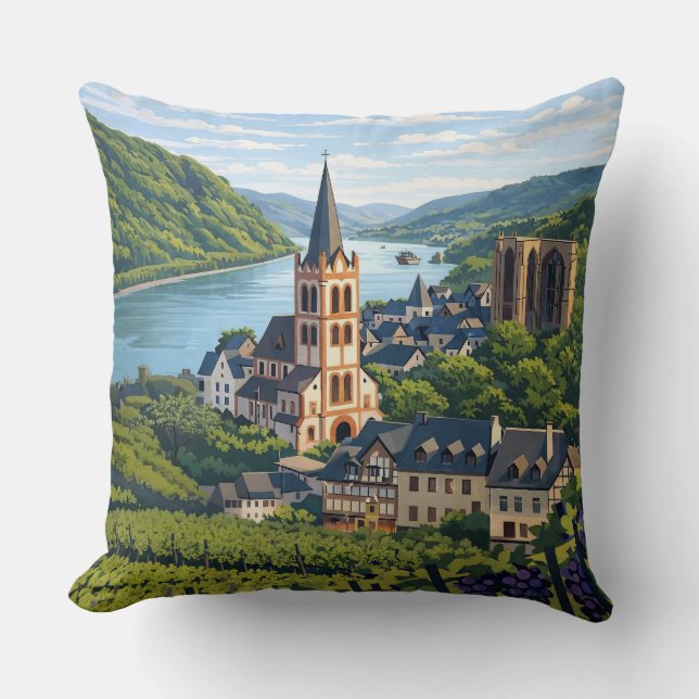 Coussin Bacharach Voyage Artistique Vintage (Recto)