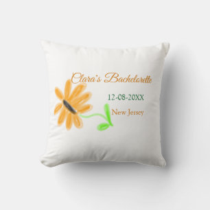 Coussin Bachelorette fête ajouter nom date place tournesol