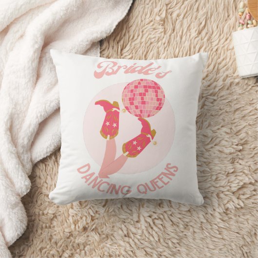 Coussin Bachelorette Retro les années 70 Bride Dancing Que (Couverture)