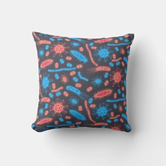 Coussin Bactérie lumineuse Microorganisme rose bleu (Recto)