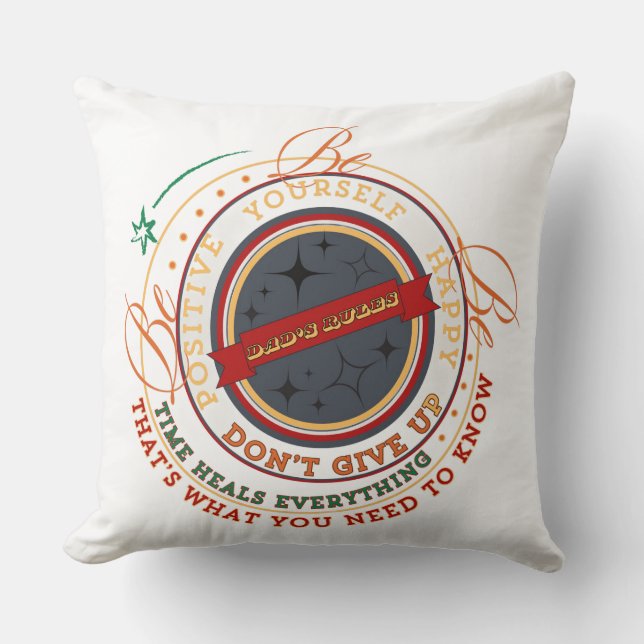Coussin Badge circulaire Règles de Papa (Recto)