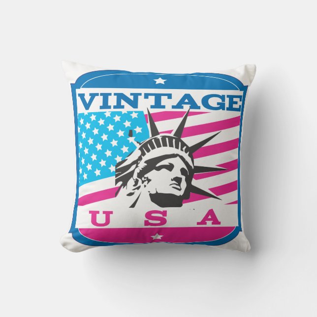 Coussin Badge Rétro USA Vintage (Recto)